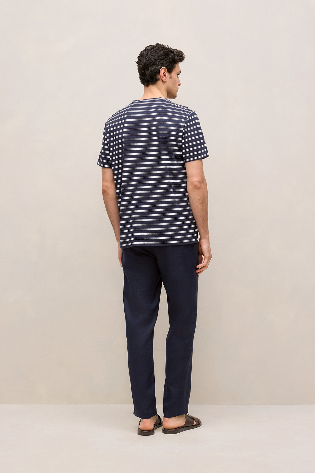 Cotton Linen Double Stripe T-Shirt