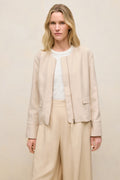 Soft Collarless Blouson Jacket