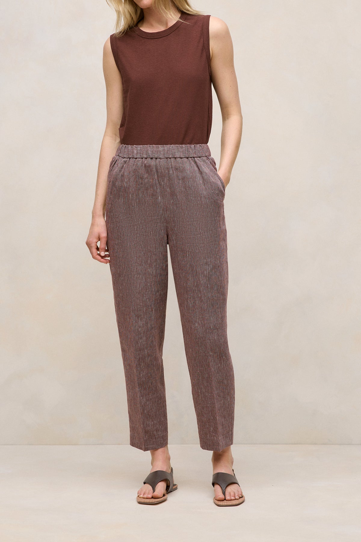 Linen End On End Stripe Relaxed Pant