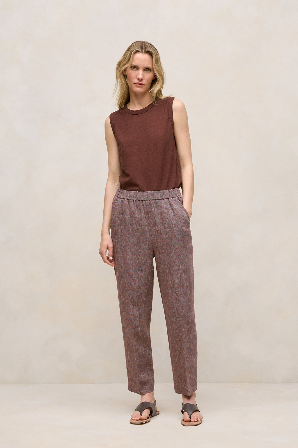 Linen End On End Stripe Relaxed Pant