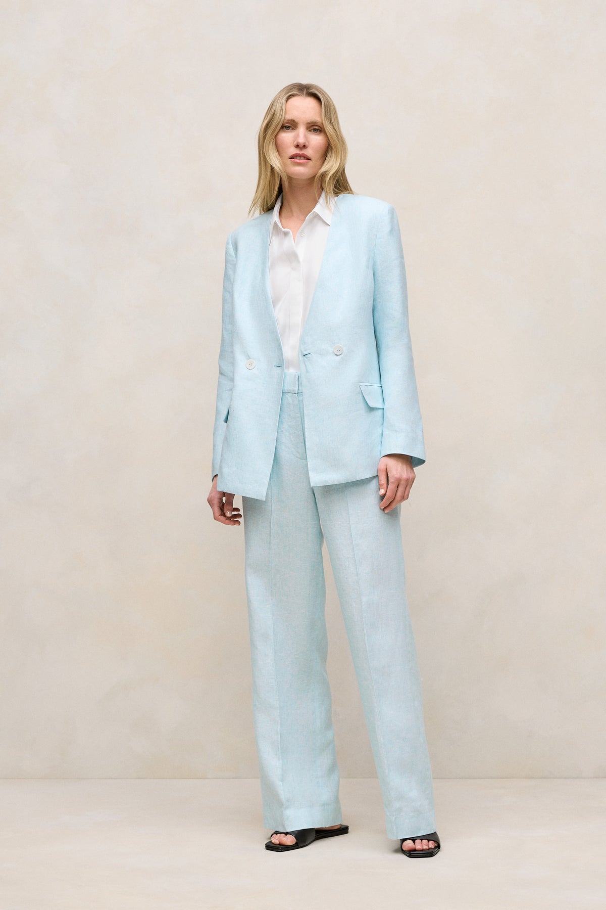 Linen Tailored Wide Leg Pant