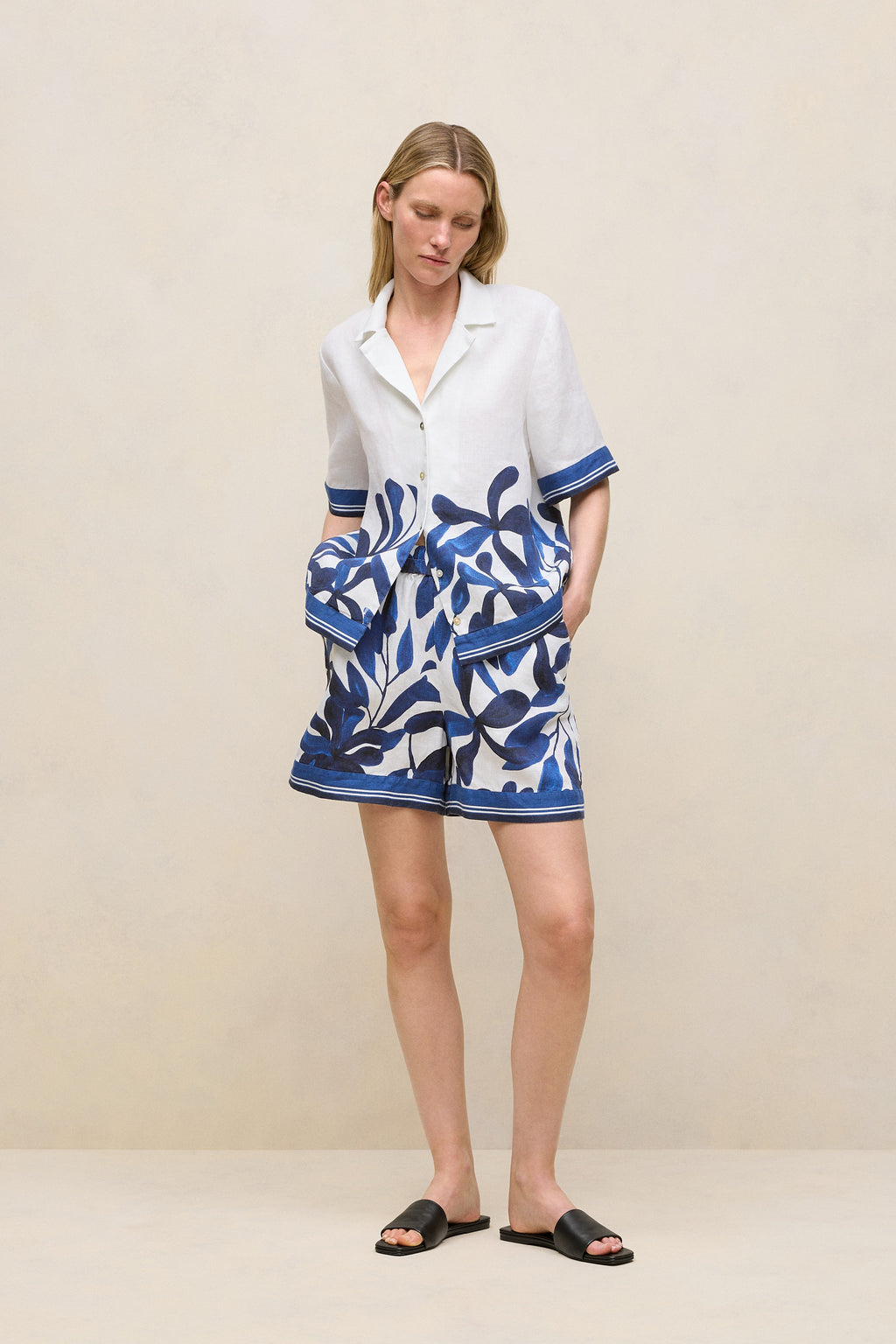 Marea Border Stripe Linen Short