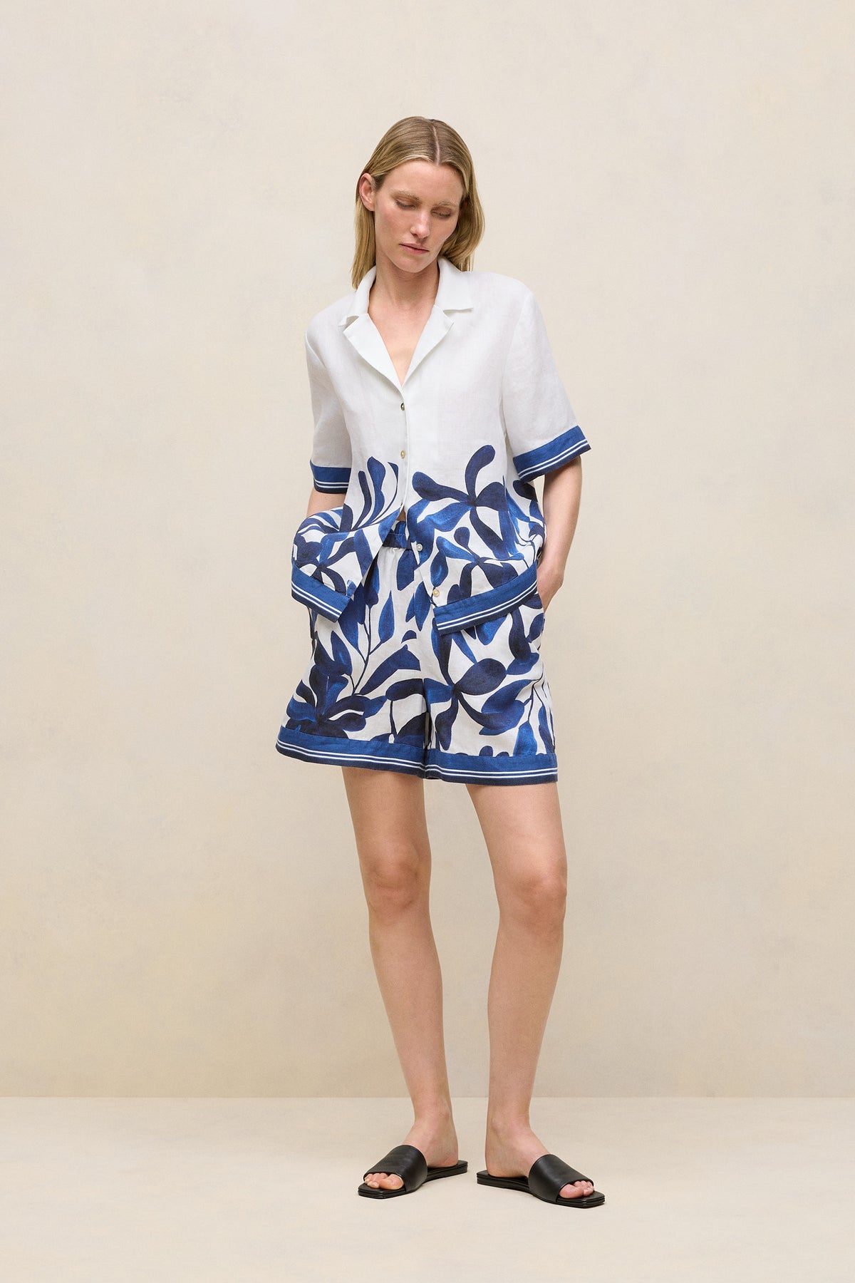 Marea Border Stripe Linen Short