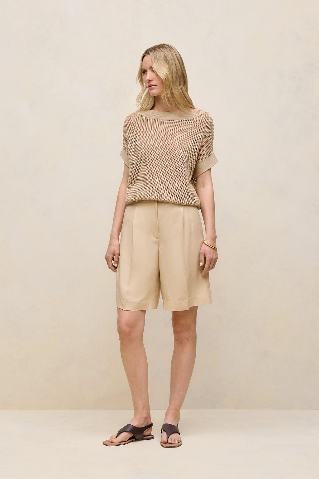 Pleat Front Longline Short