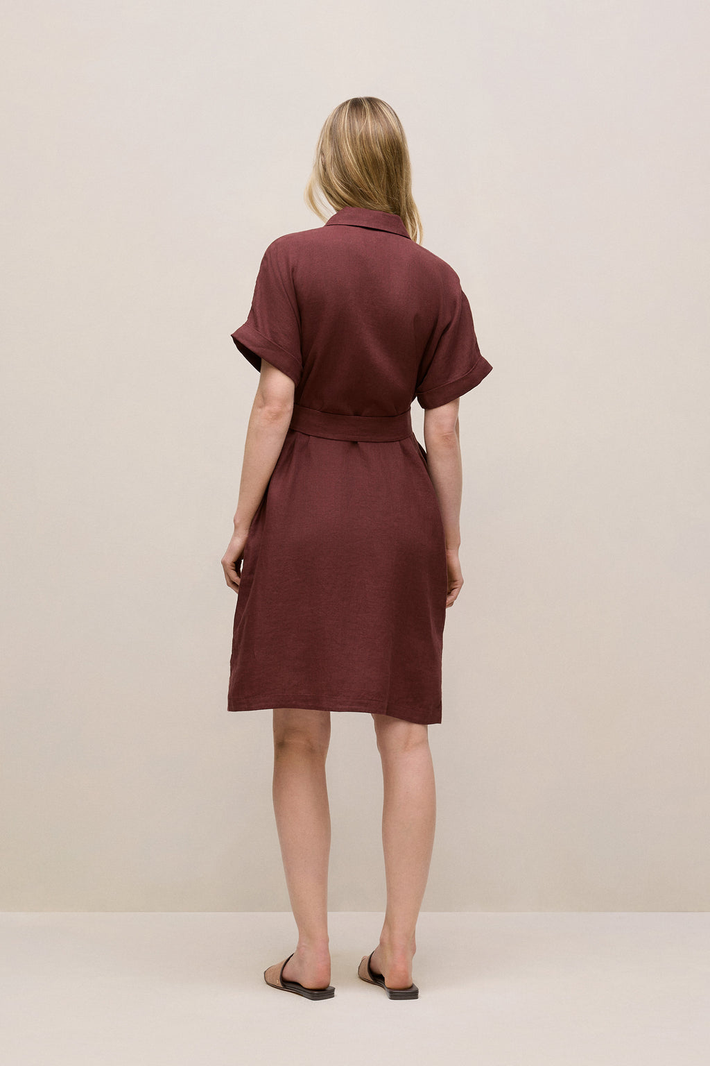 Delave Linen Short Sleeve Shirt Dress