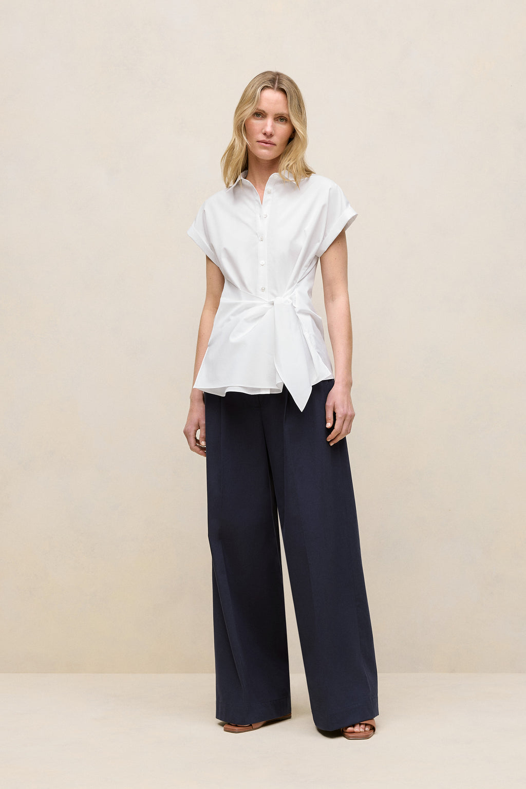 Poplin Tie Front Shirt