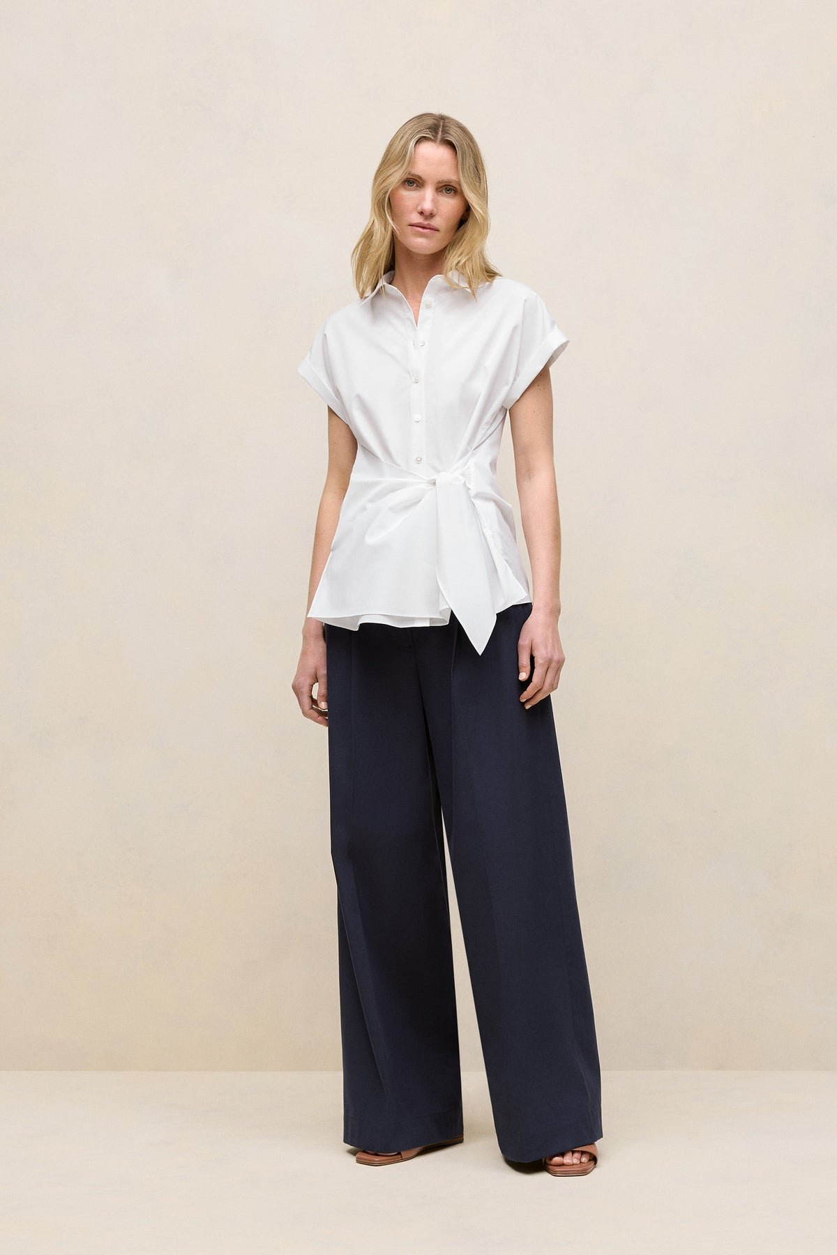 Poplin Tie Front Shirt