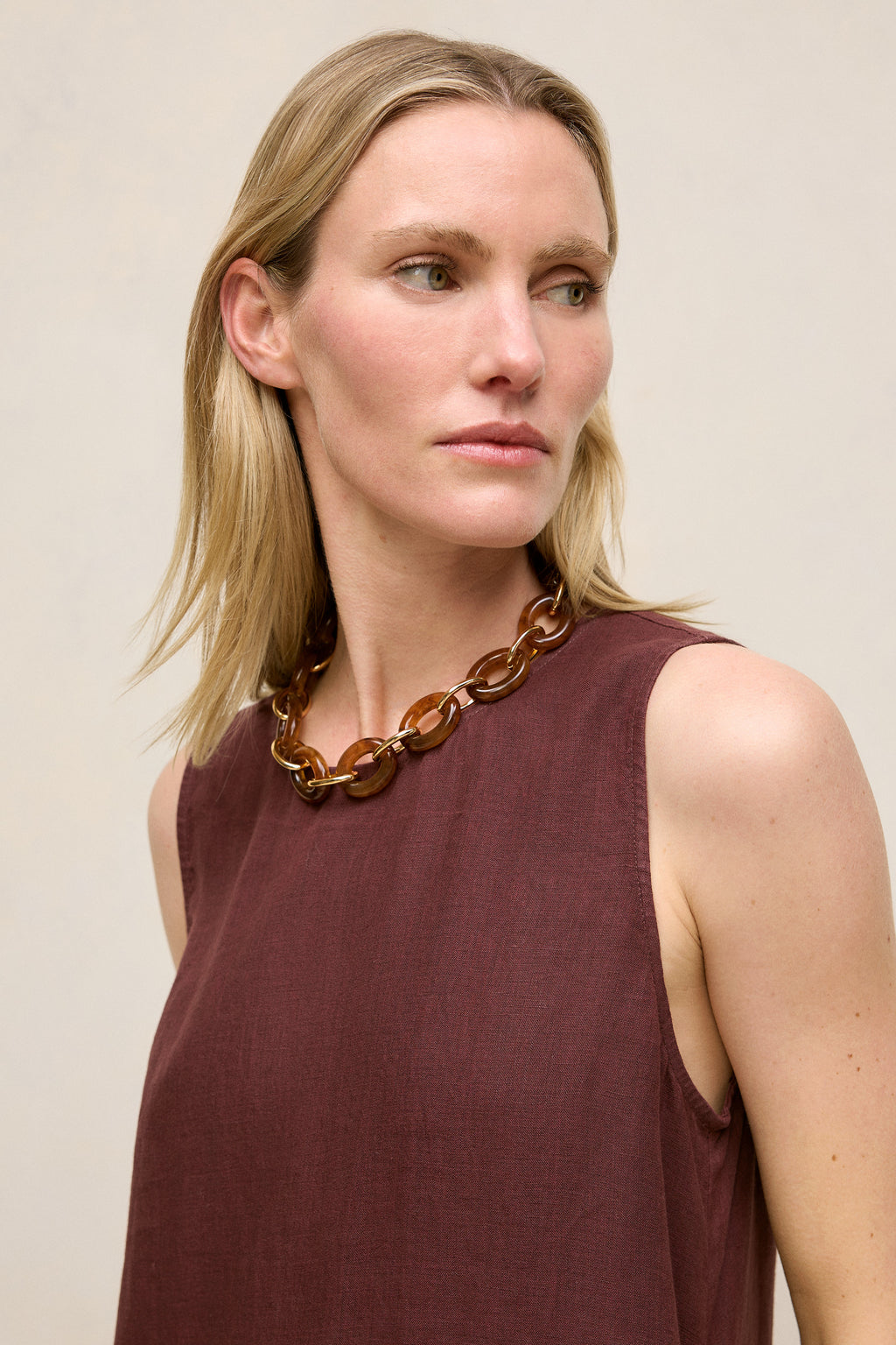 Delave Linen Sleeveless Column Dress