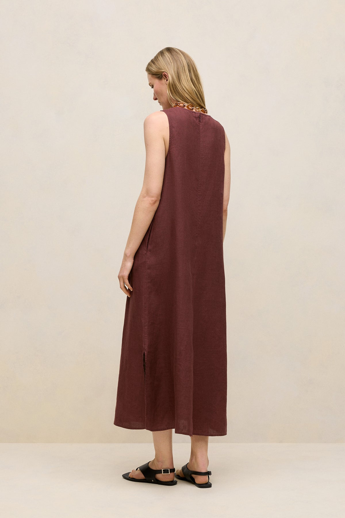 Delave Linen Sleeveless Column Dress