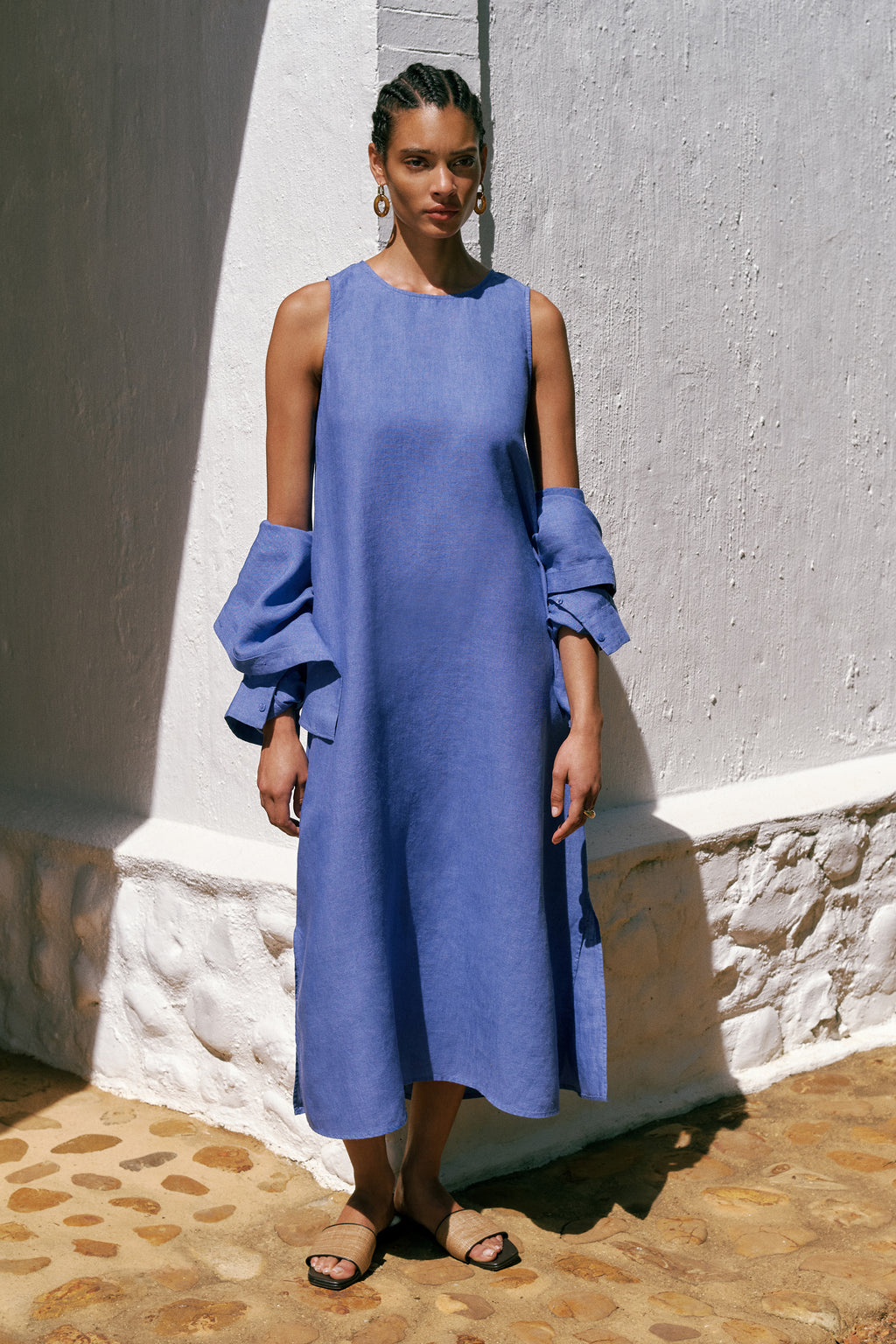 Delave Linen Sleeveless Column Dress