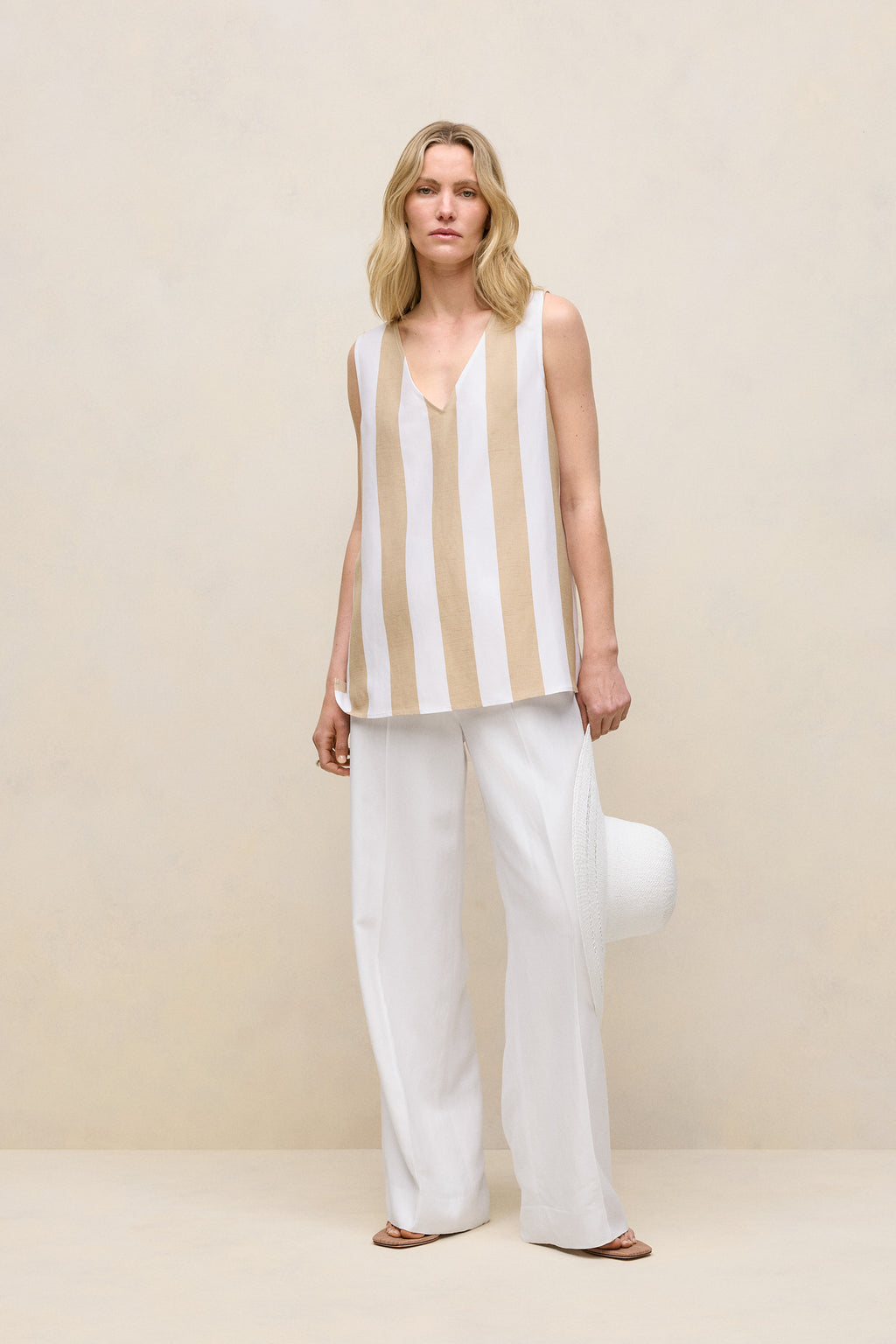 Cabana Stripe V Neck Trapeze Tank
