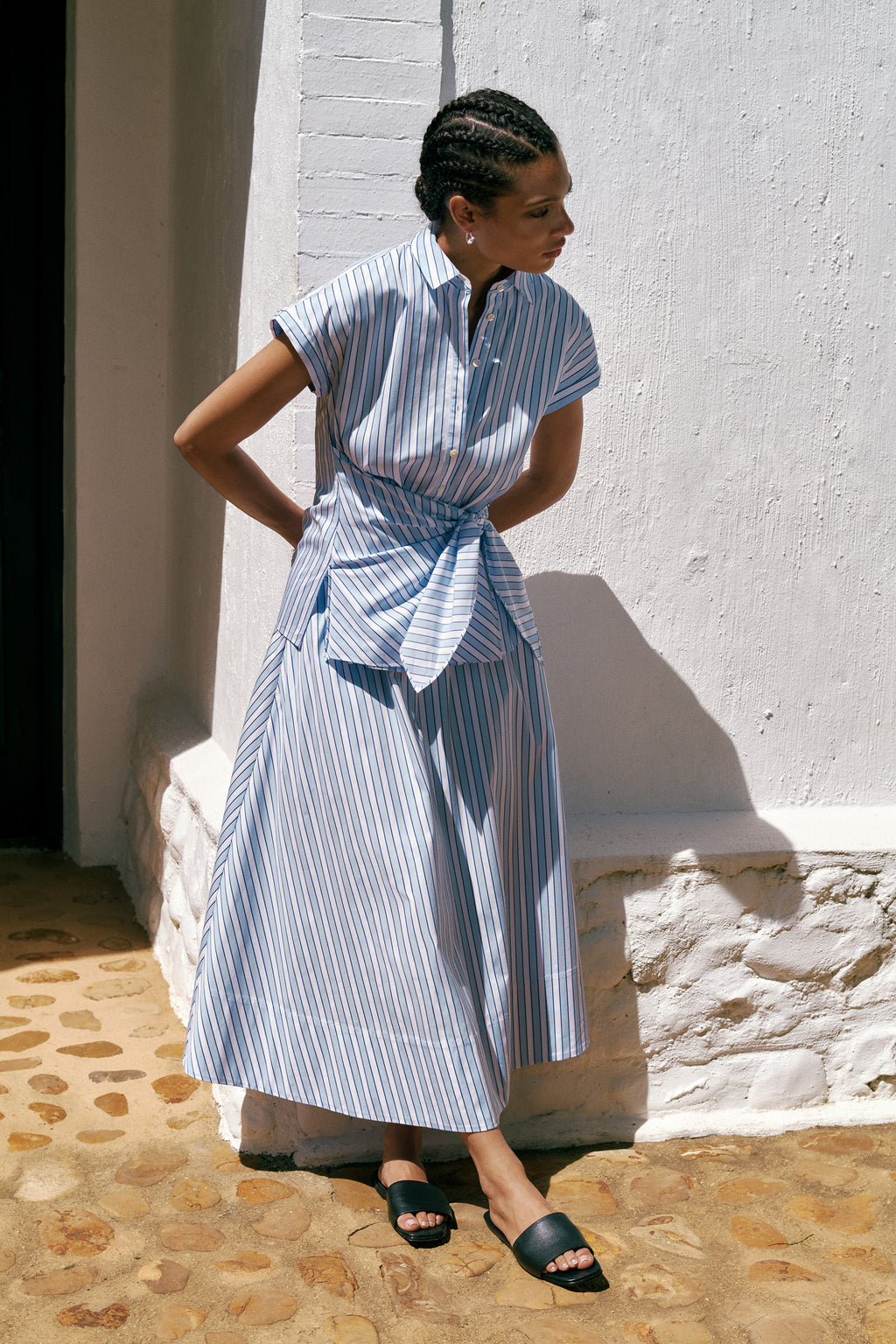 Jacquard Stripe Poplin Skirt