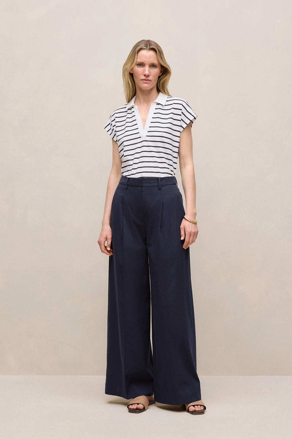 Linen Cotton Jersey Stripe Polo