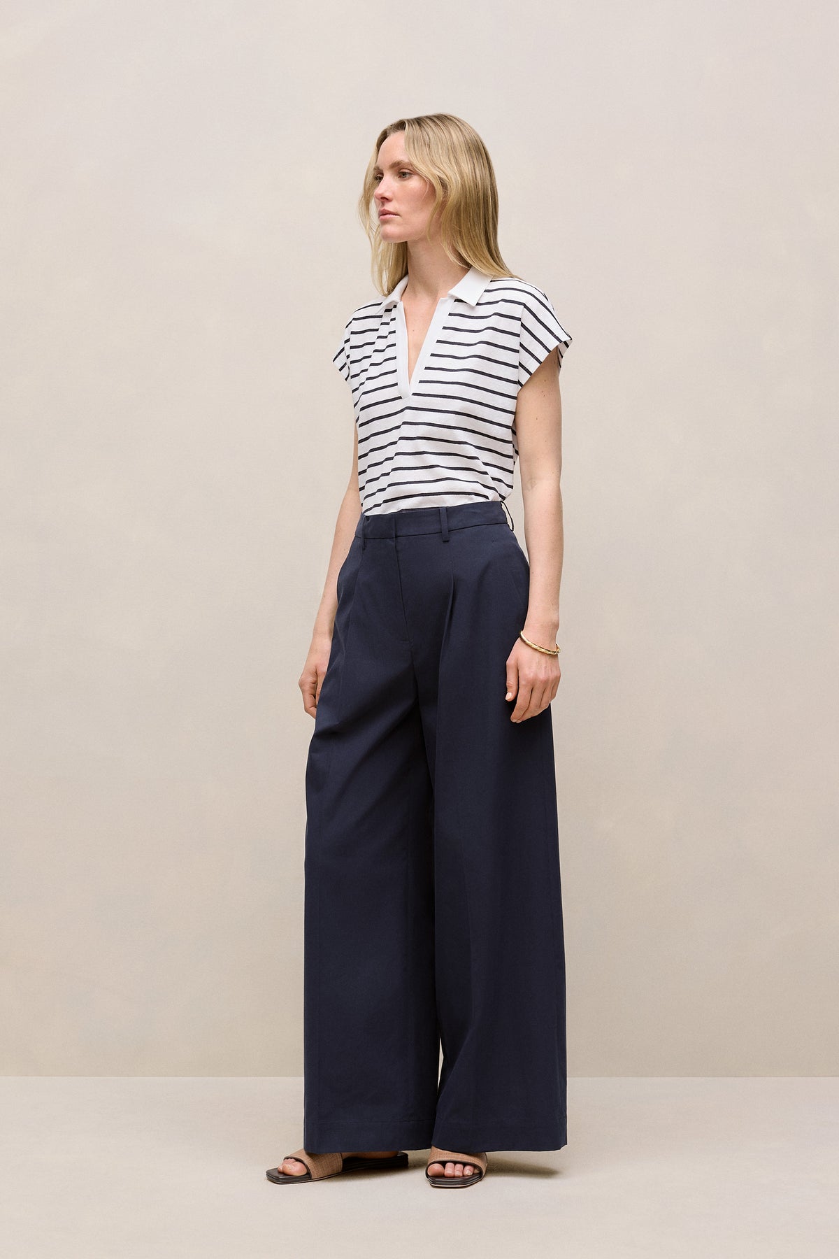 Linen Cotton Jersey Stripe Polo
