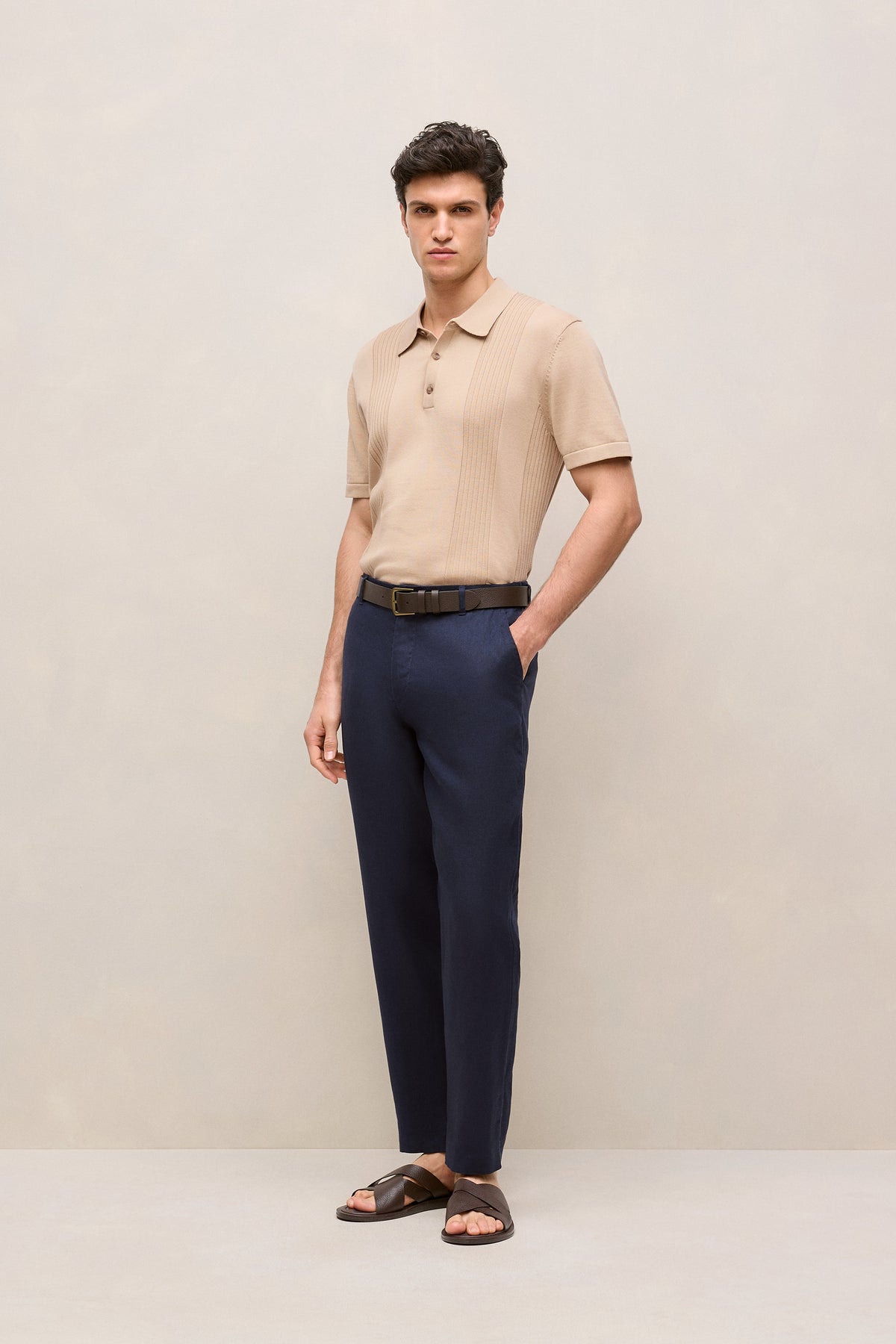 Mercerised Cotton Rib Detail Knit Polo