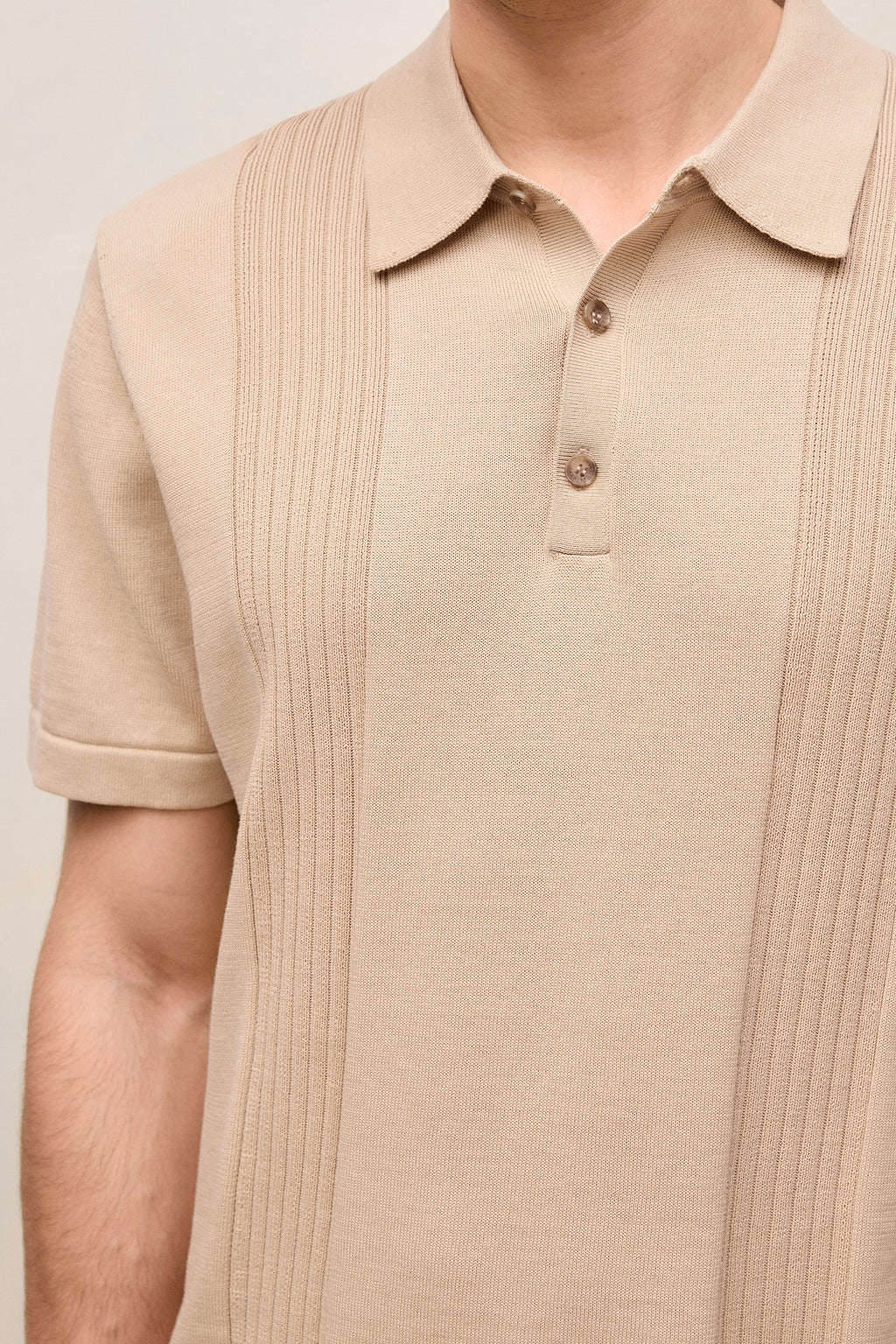 Mercerised Cotton Rib Detail Knit Polo