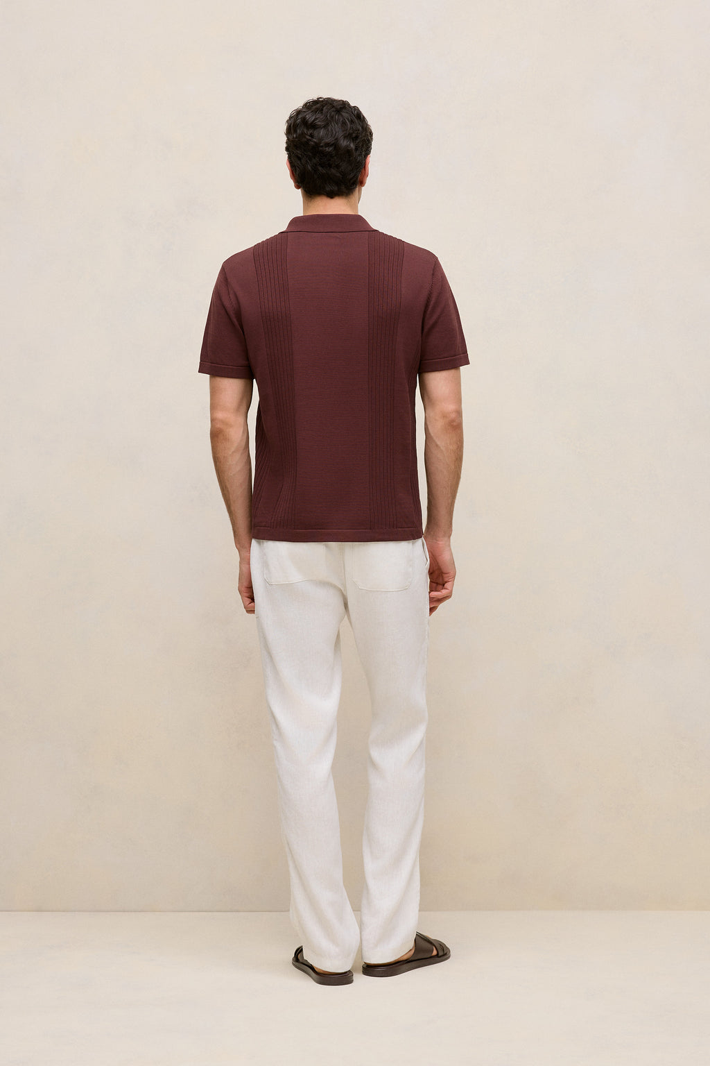 Mercerised Cotton Rib Detail Knit Polo