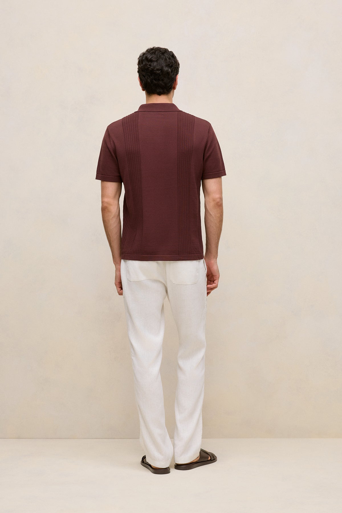 Mercerised Cotton Rib Detail Knit Polo