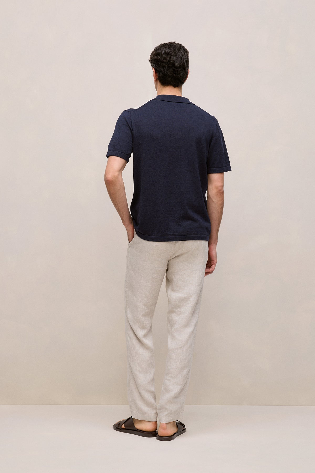 Linen Cotton Stripe Intarsia Knit Shirt