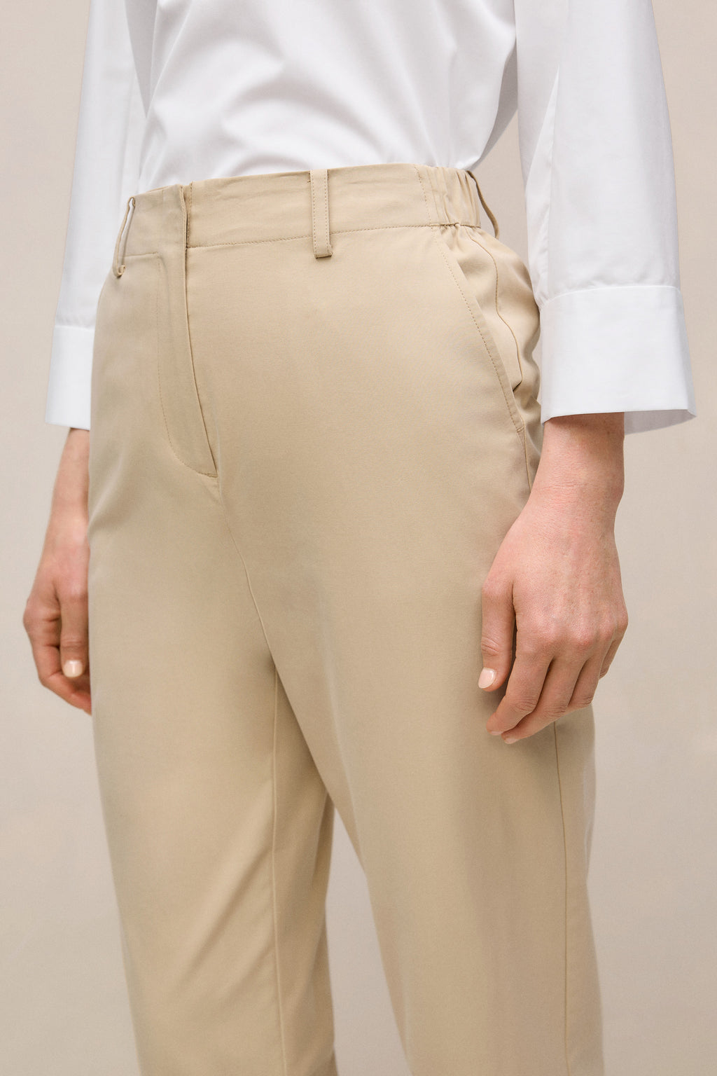 Cotton Blend Straight Leg Pant