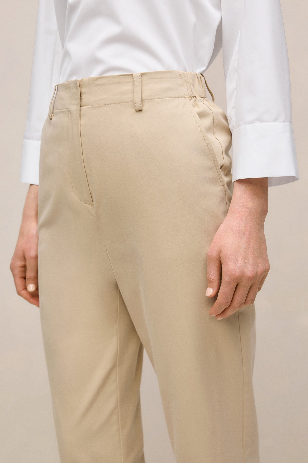 Cotton Blend Straight Leg Pant