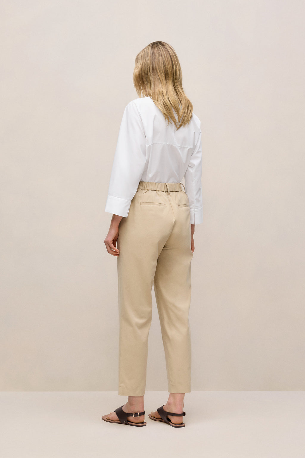 Cotton Blend Straight Leg Pant
