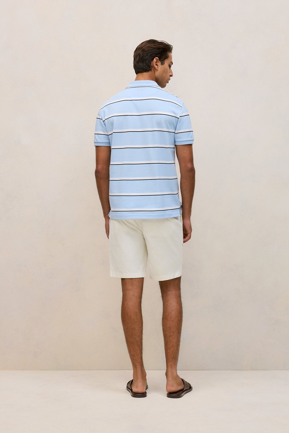Cotton Pique Double Stripe Polo