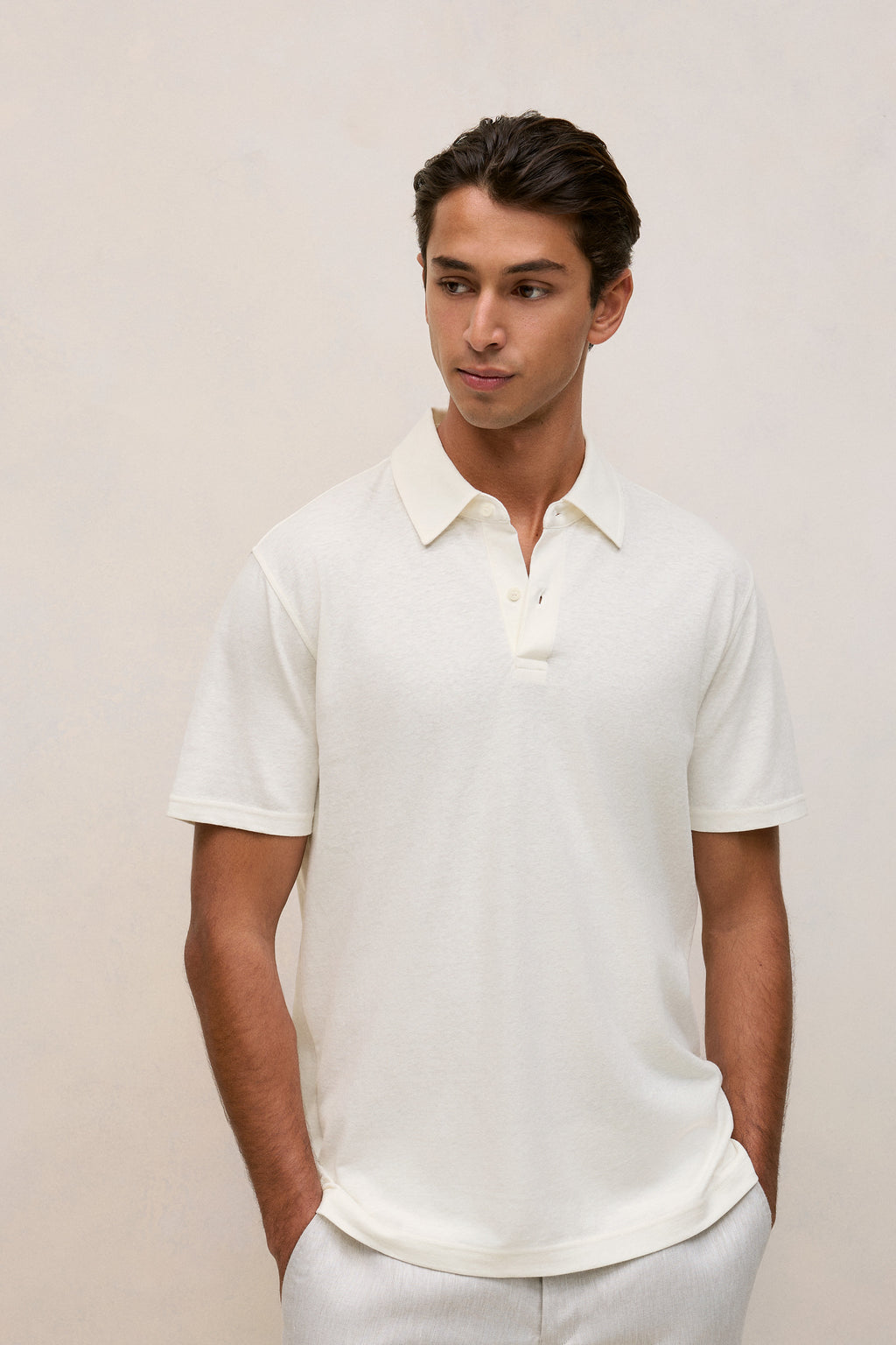 Linen Cotton Jersey Polo