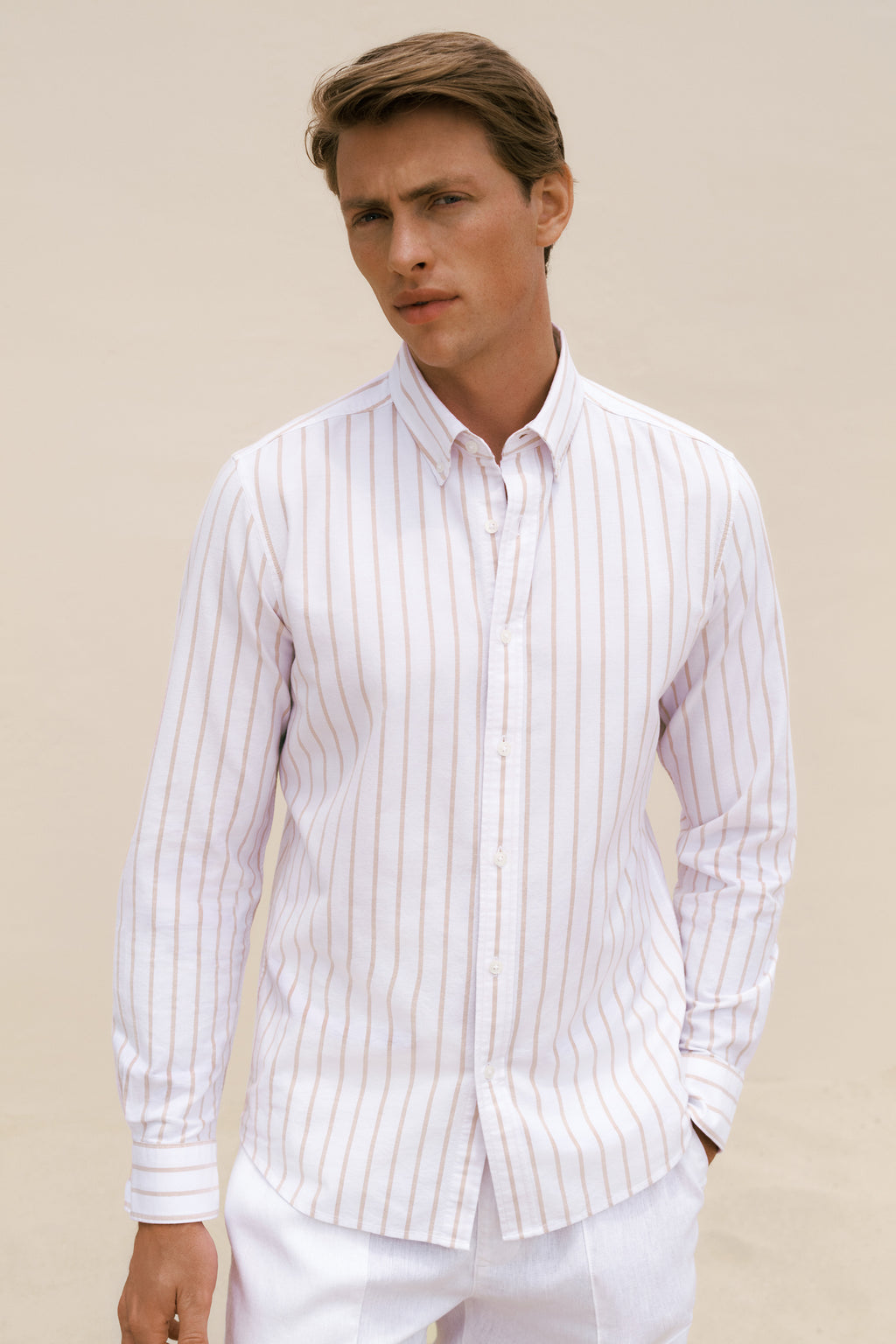 Regular Fit Yarn Dyed Stripe Oxford Shirt