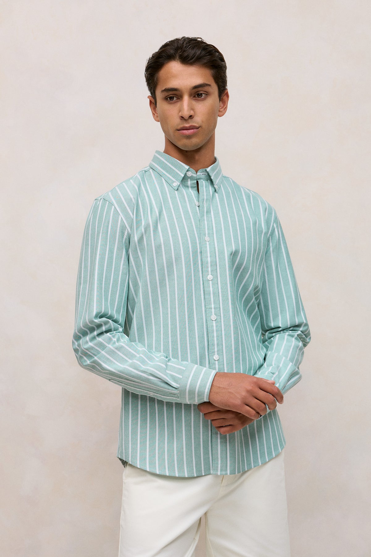 Regular Fit Yarn Dyed Stripe Oxford Shirt