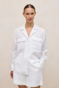 Linen Pocket Detail Long Sleeve Shirt