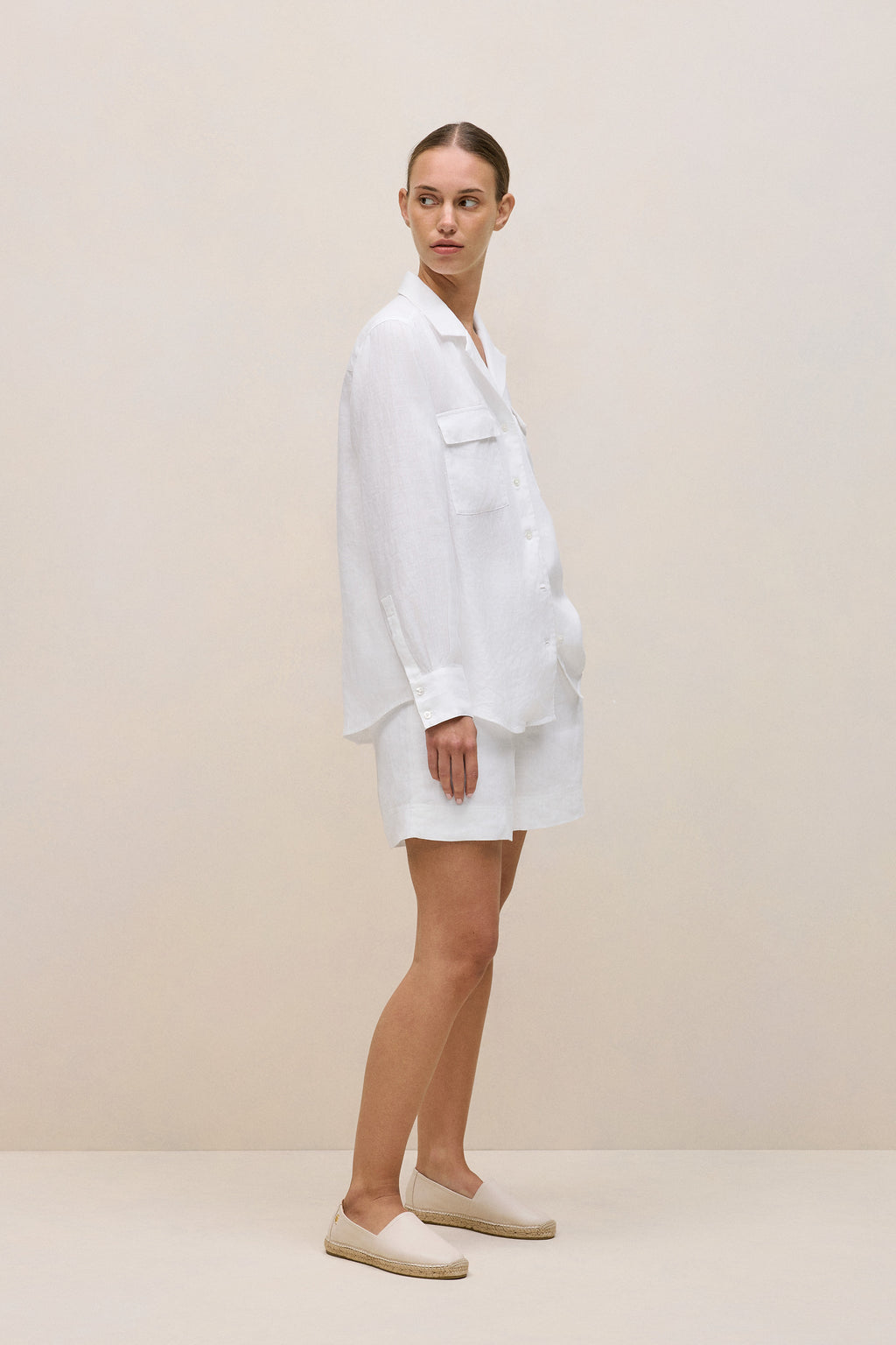 Linen Pocket Detail Long Sleeve Shirt