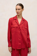 Linen Pocket Detail Long Sleeve Shirt