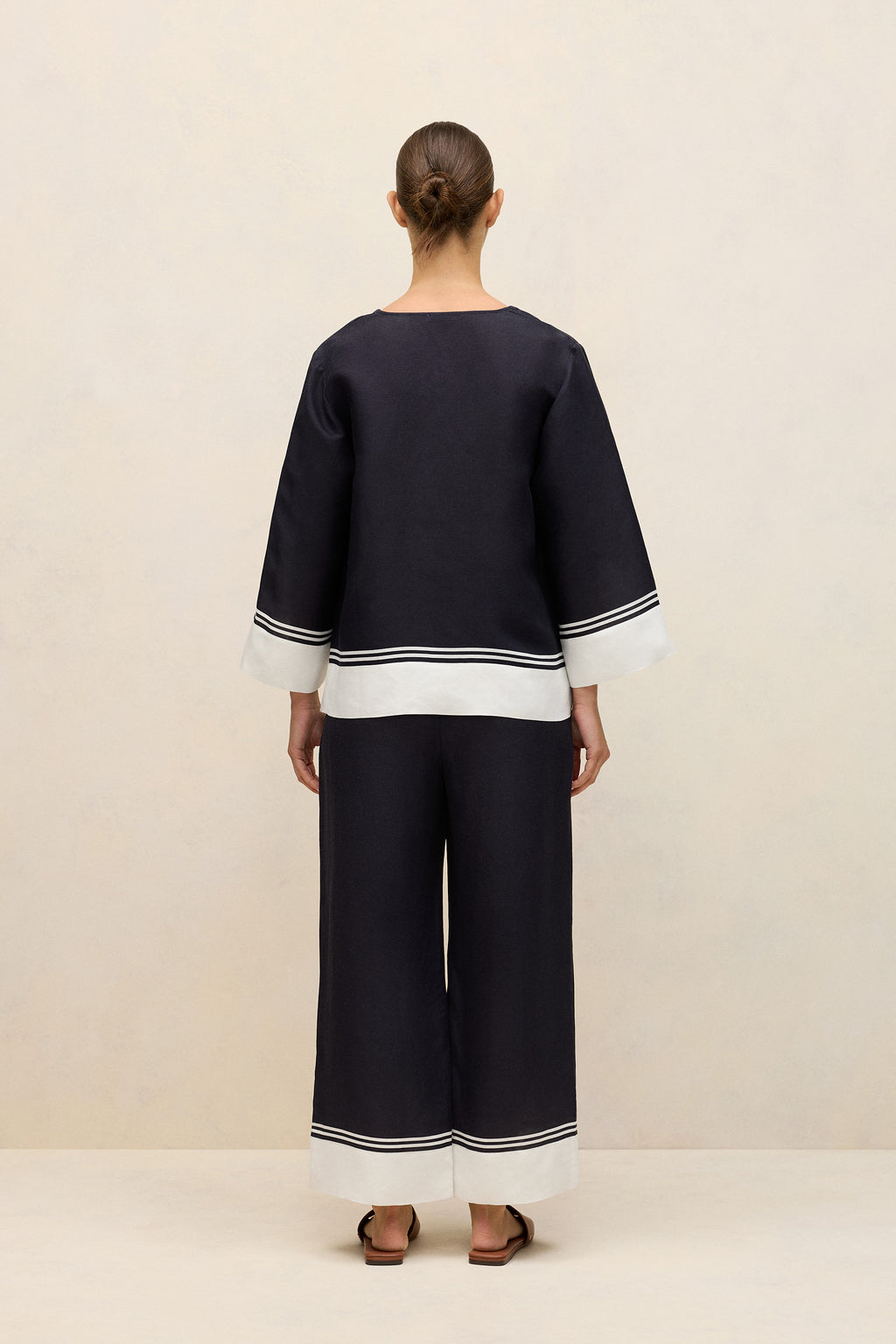 Linen Blend Border Print Popover Shirt