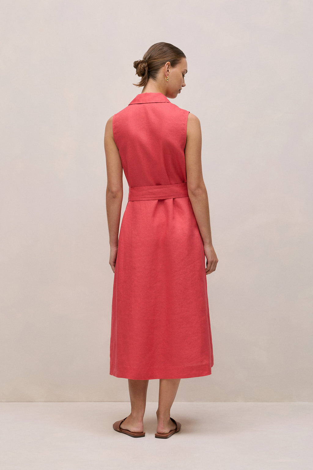Linen Sleeveless Shirt Dress