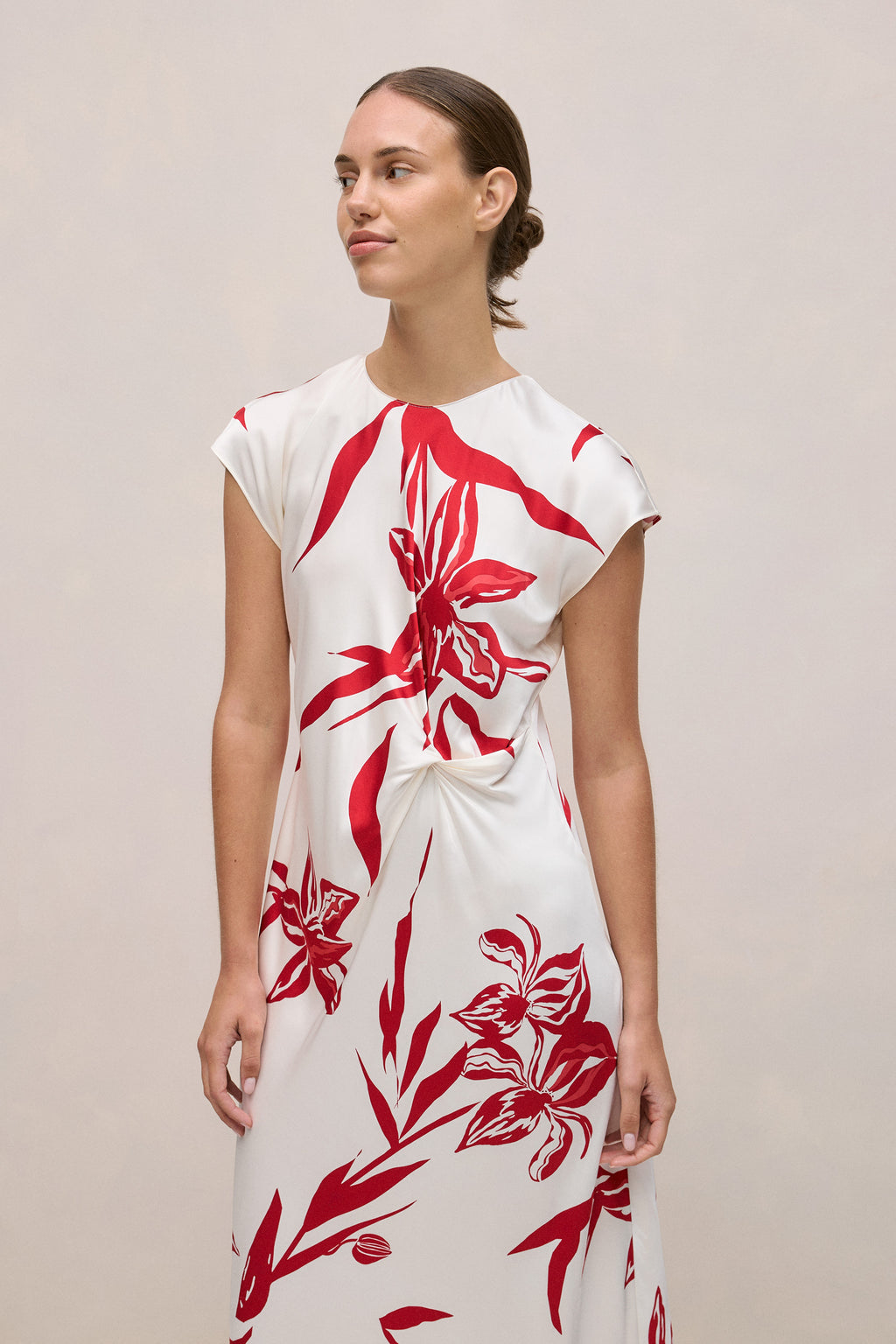 Wild Iris Twist Front Column Dress