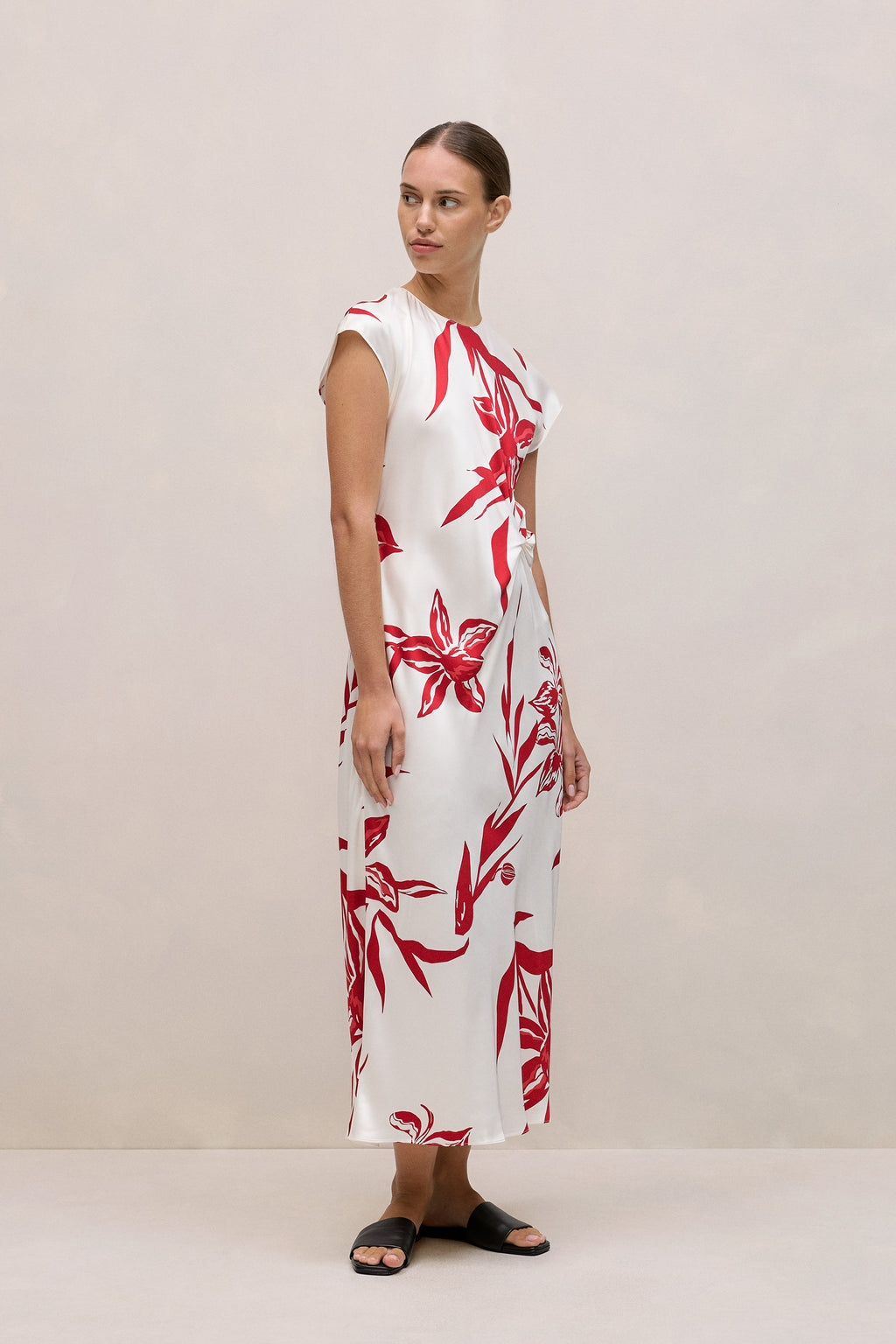 Wild Iris Twist Front Column Dress