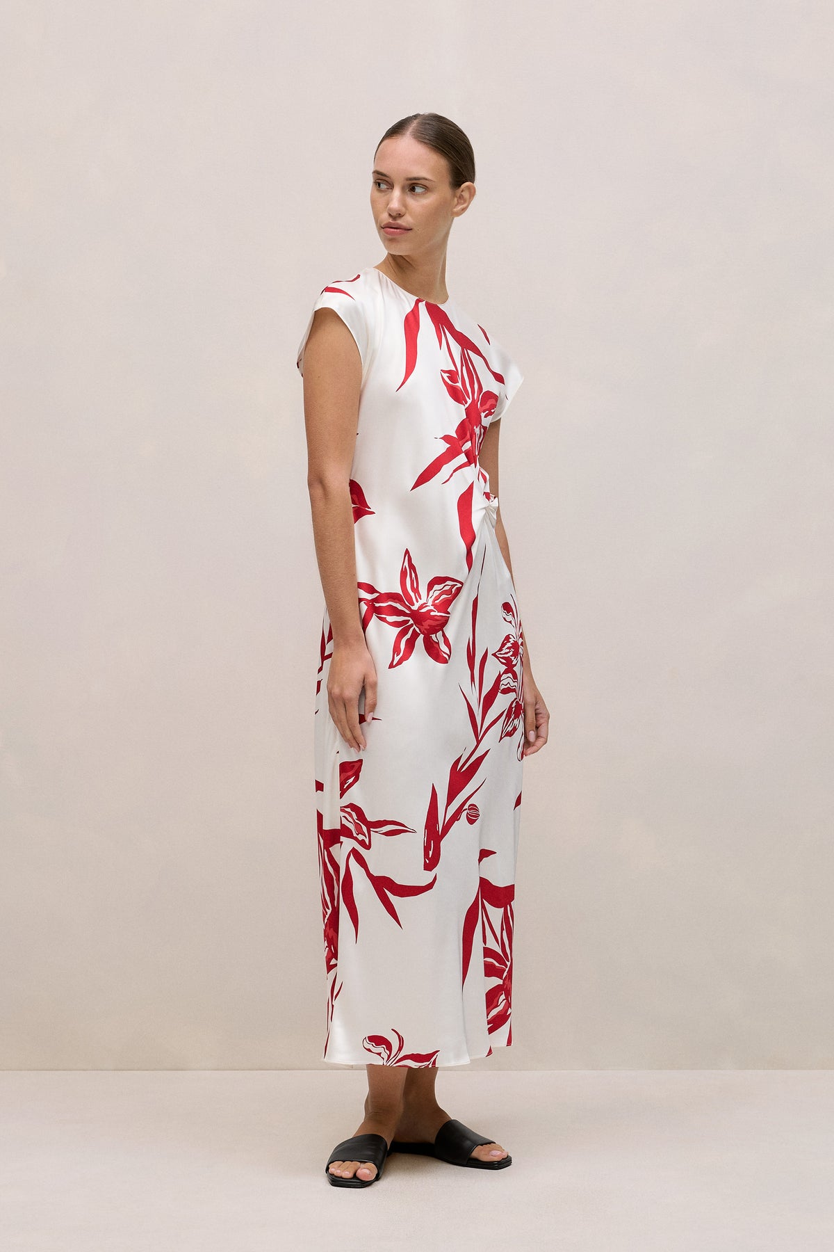 Wild Iris Twist Front Column Dress