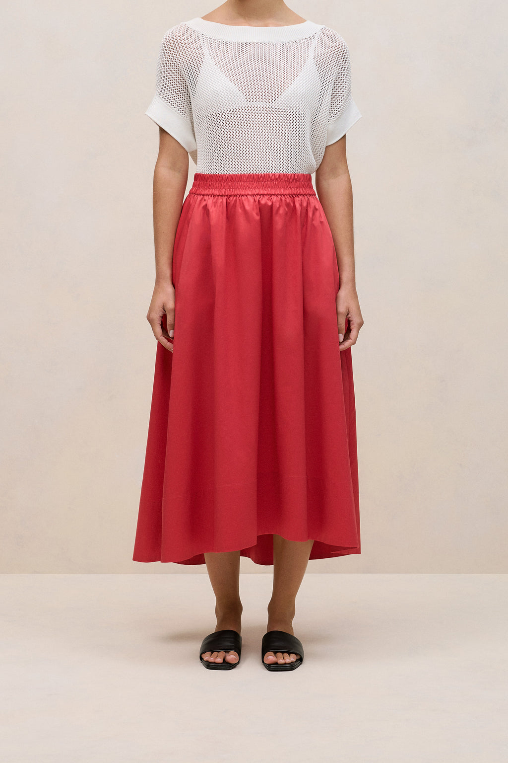 Cotton Sateen Waterfall Skirt