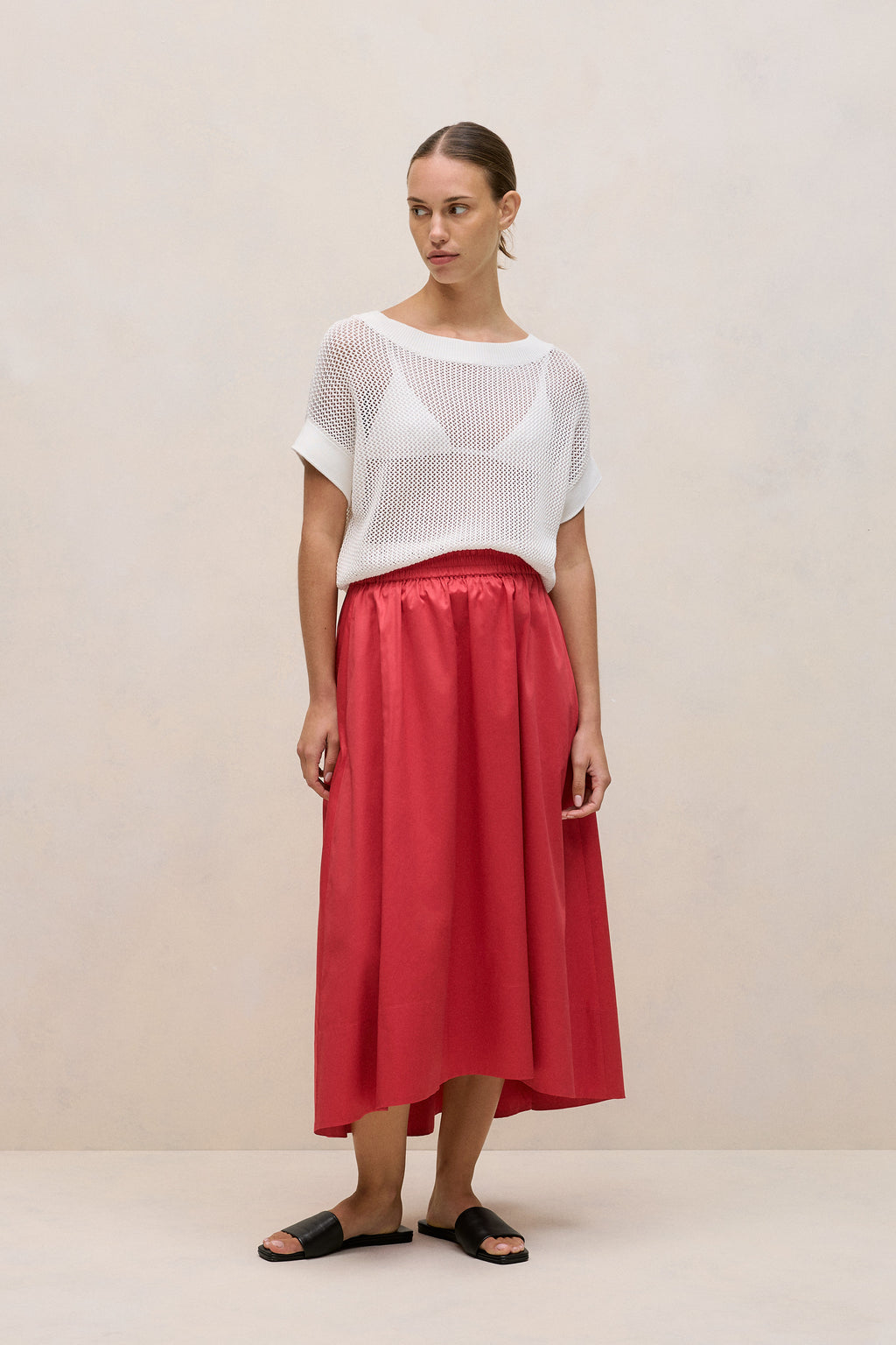 Cotton Sateen Waterfall Skirt