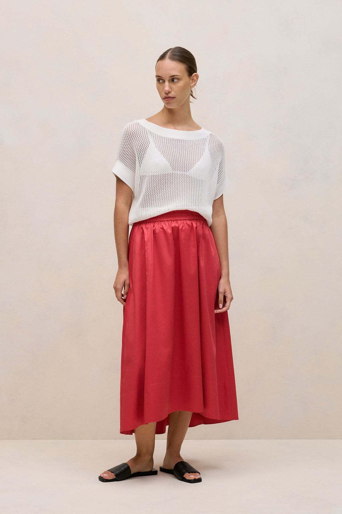 Cotton Sateen Waterfall Skirt