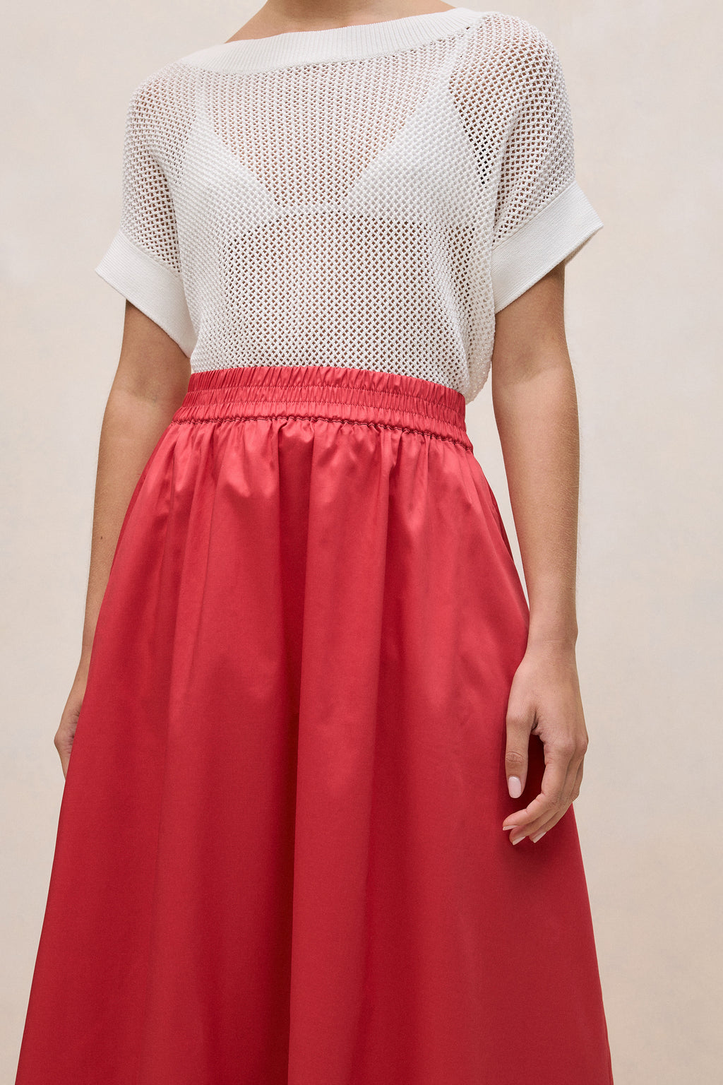 Cotton Sateen Waterfall Skirt