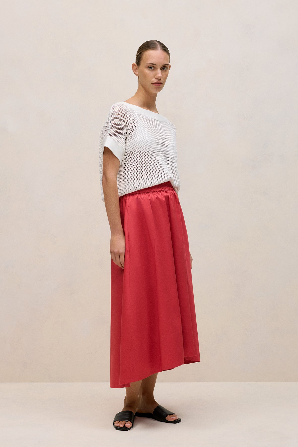 Cotton Sateen Waterfall Skirt