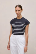 Breton Stripe Cap Sleeve T-Shirt