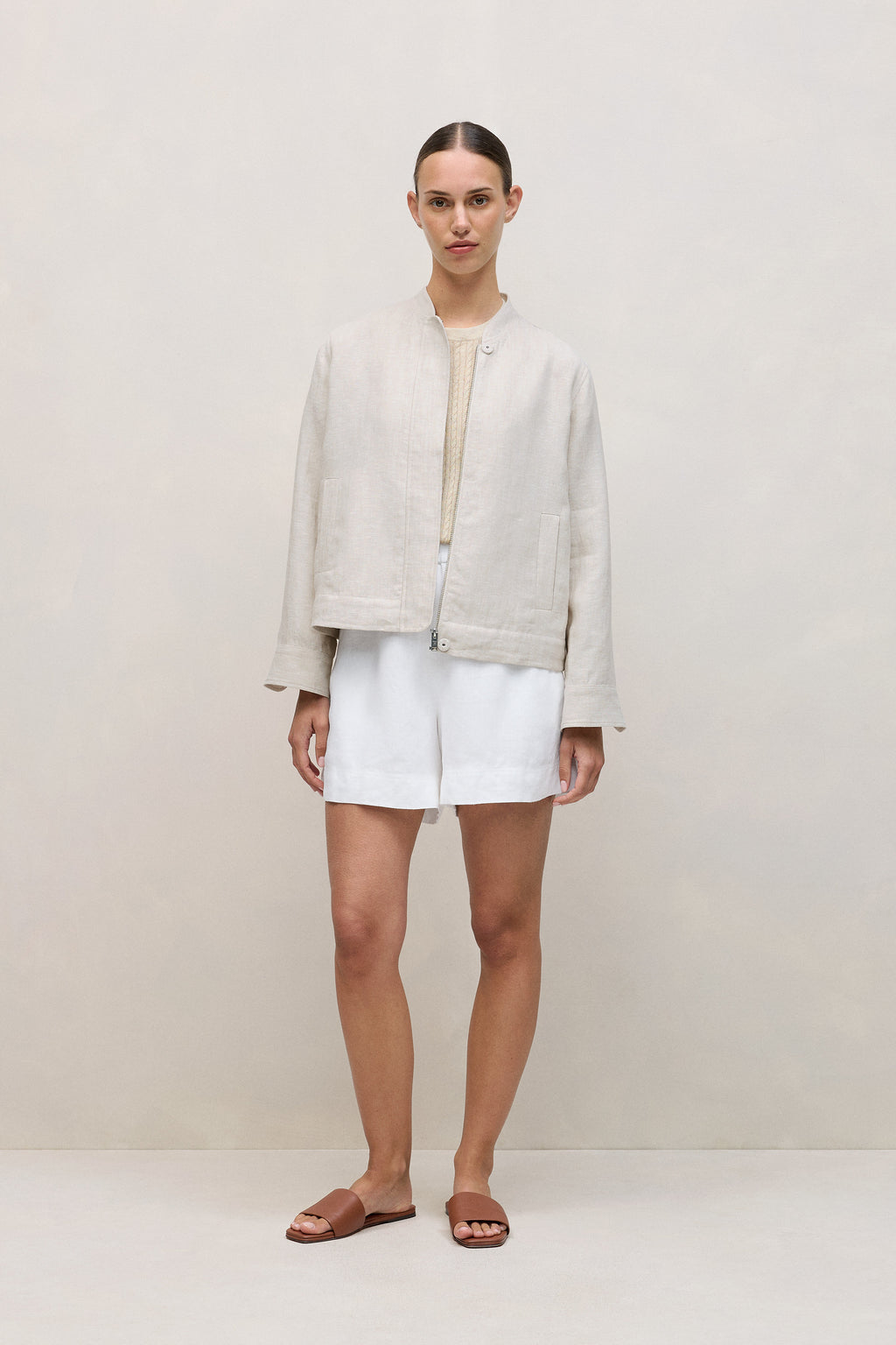 Linen Cotton Cable Knit T-Shirt