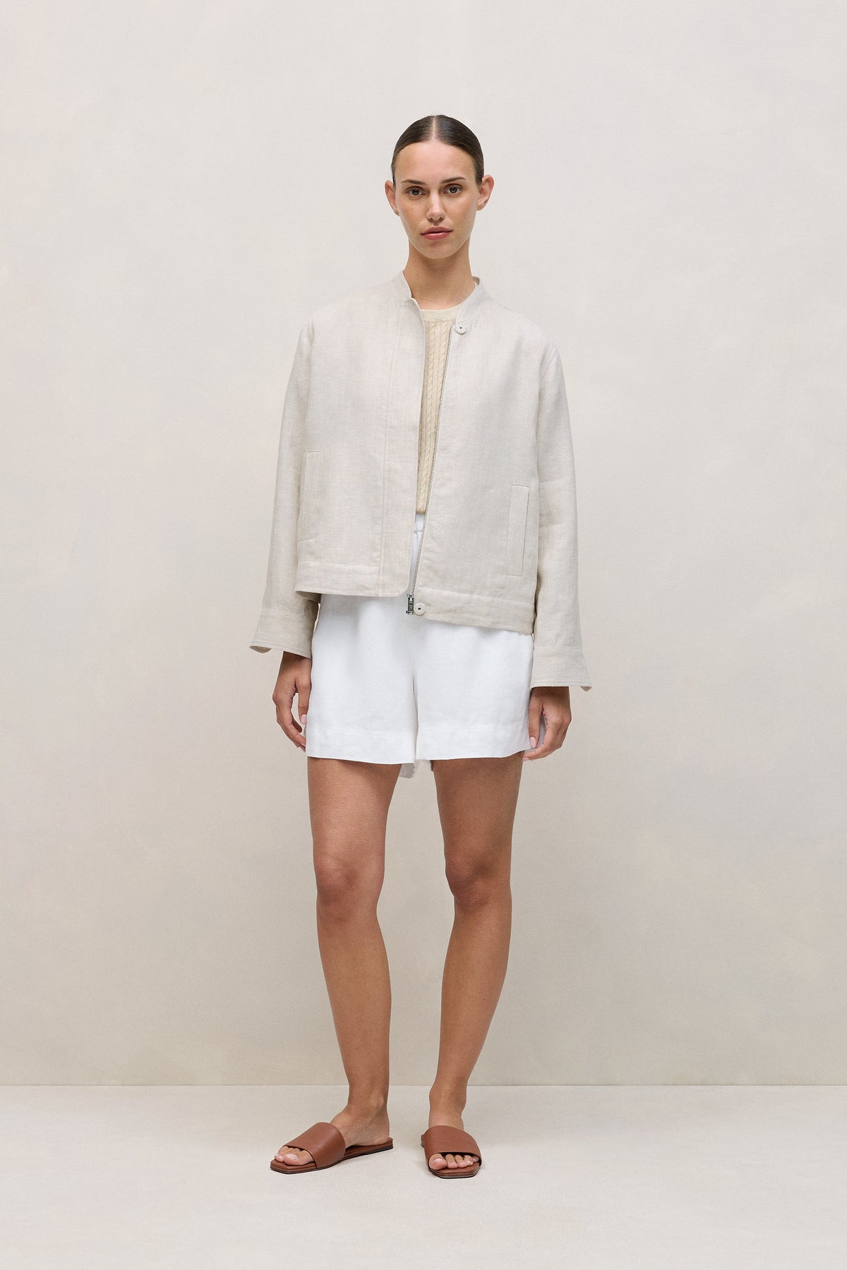 Linen Cotton Cable Knit T-Shirt