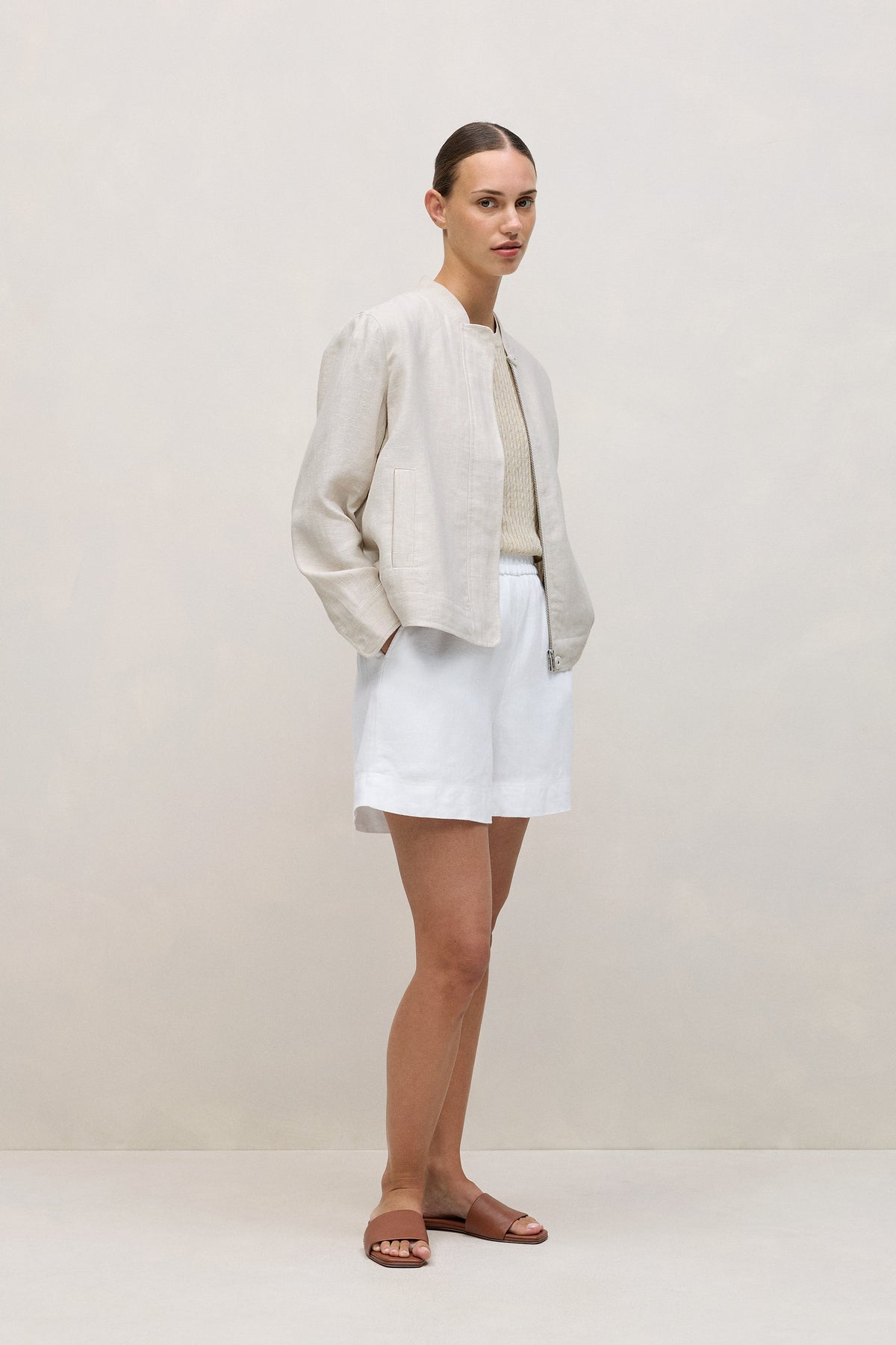 Linen Cotton Cable Knit T-Shirt