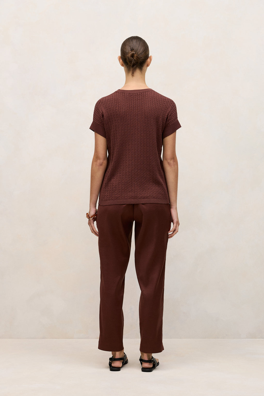 Linen Cotton Cable Knit T-Shirt