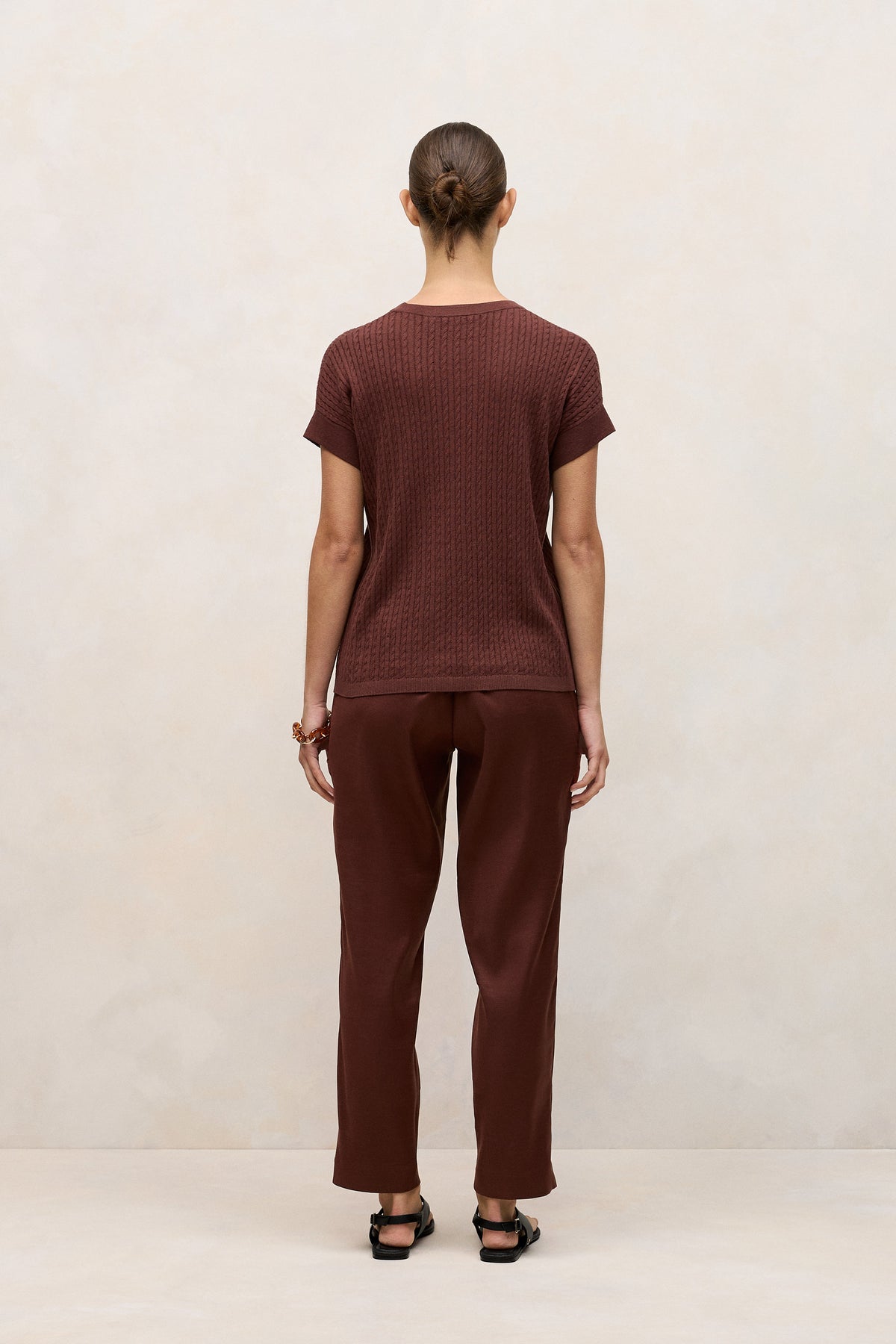 Linen Cotton Cable Knit T-Shirt