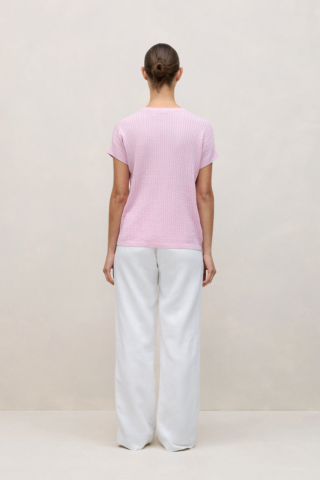 Linen Cotton Cable Knit T-Shirt